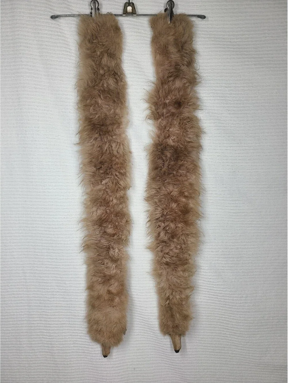 Vtg 40s Sable Mink Fur Sew On Collar Fluffy Taupe Tan Two Whole Pelts Genuine